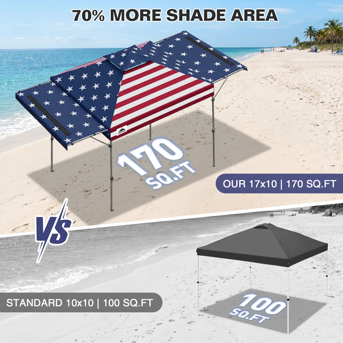17x10 Pop up Gazebo Canopy Tent, Dual Awnings - Eagle Peak®