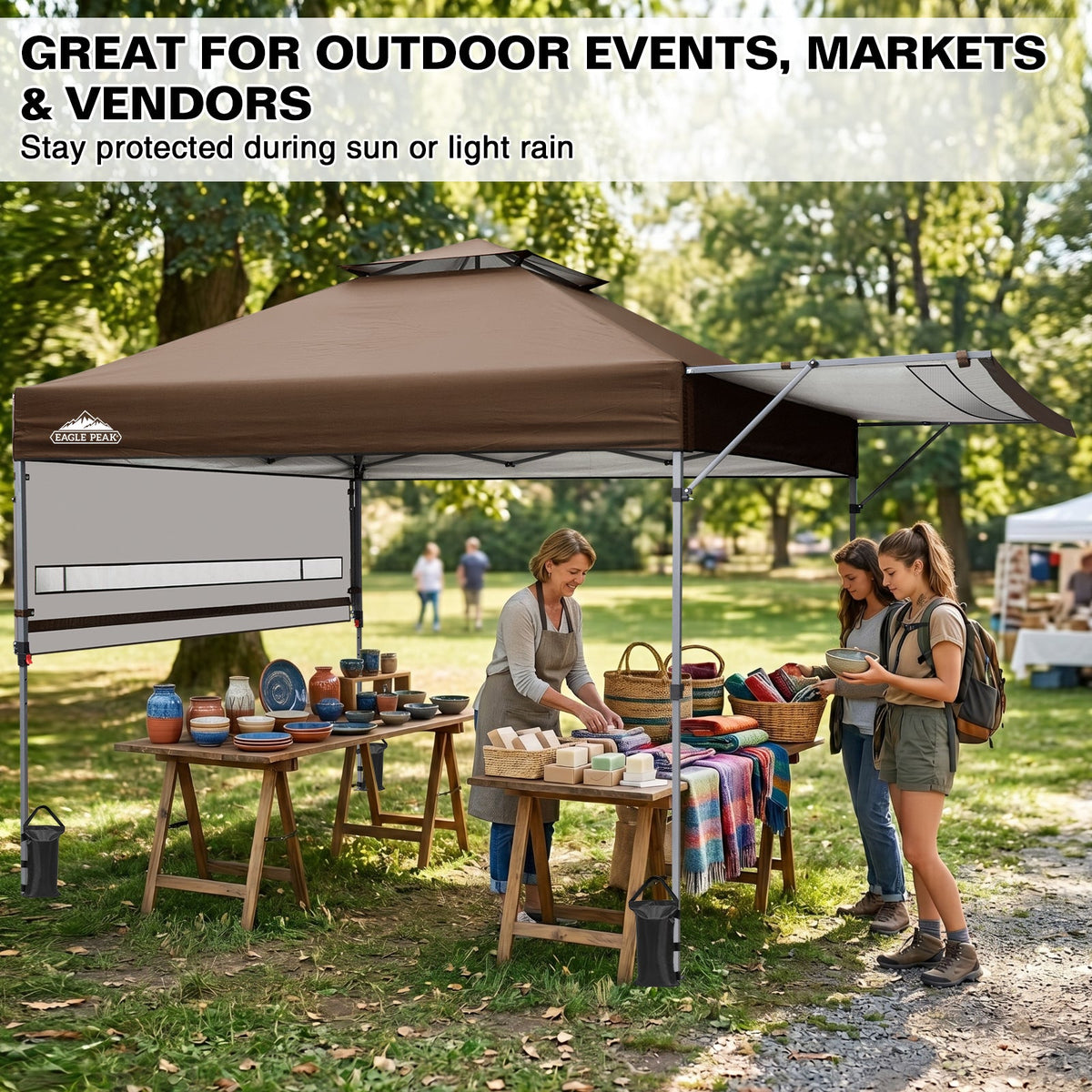 17x10 Pop up Gazebo Canopy Tent, Dual Awnings - Eagle Peak®