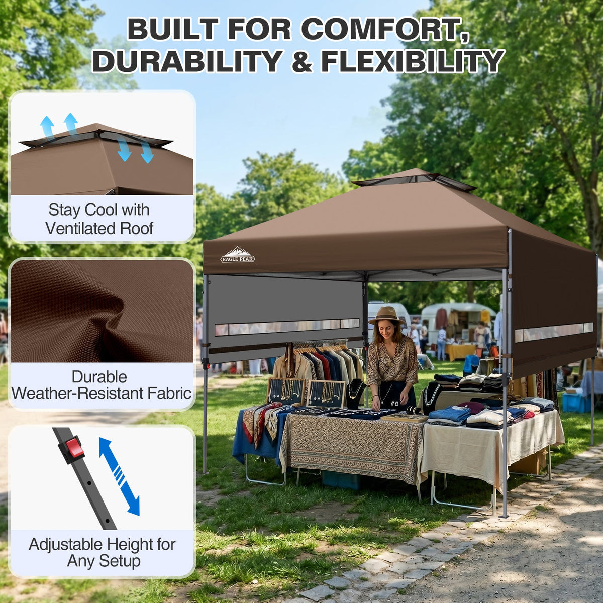 17x10 Pop up Gazebo Canopy Tent, Dual Awnings - Eagle Peak®