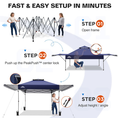 17x10 Pop up Gazebo Canopy Tent, Dual Awnings - Eagle Peak®
