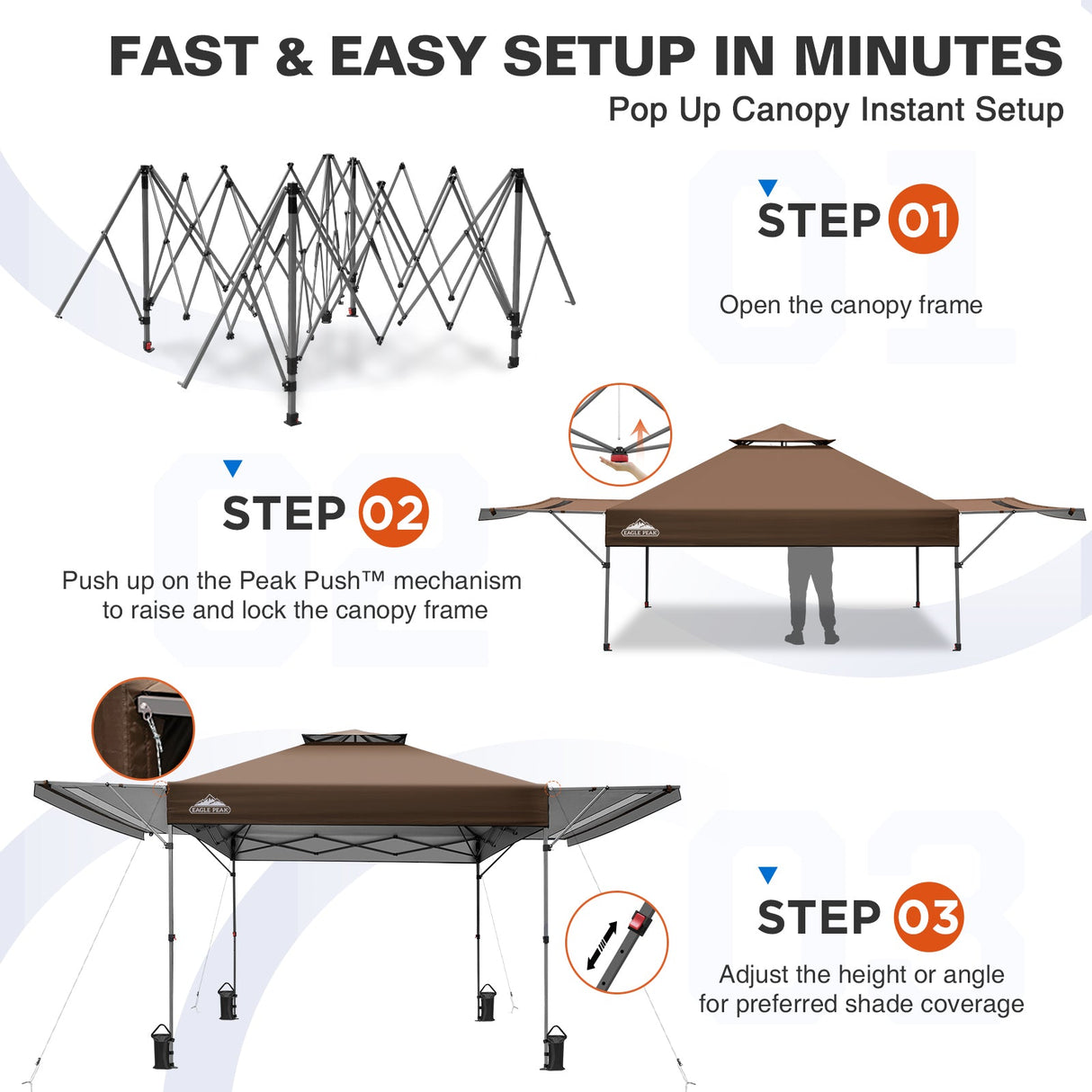 17x10 Pop up Gazebo Canopy Tent Outdoor Instant Canopy Shelter - Eagle Peak