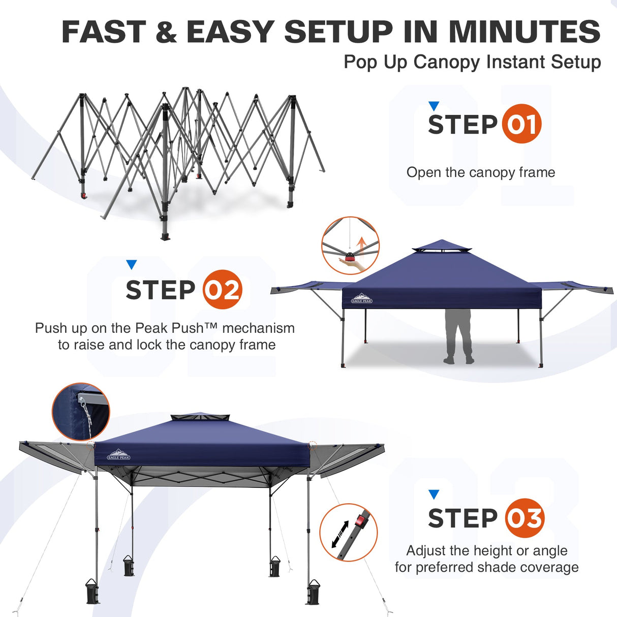 17x10 Pop up Gazebo Canopy Tent Outdoor Instant Canopy Shelter - Eagle Peak