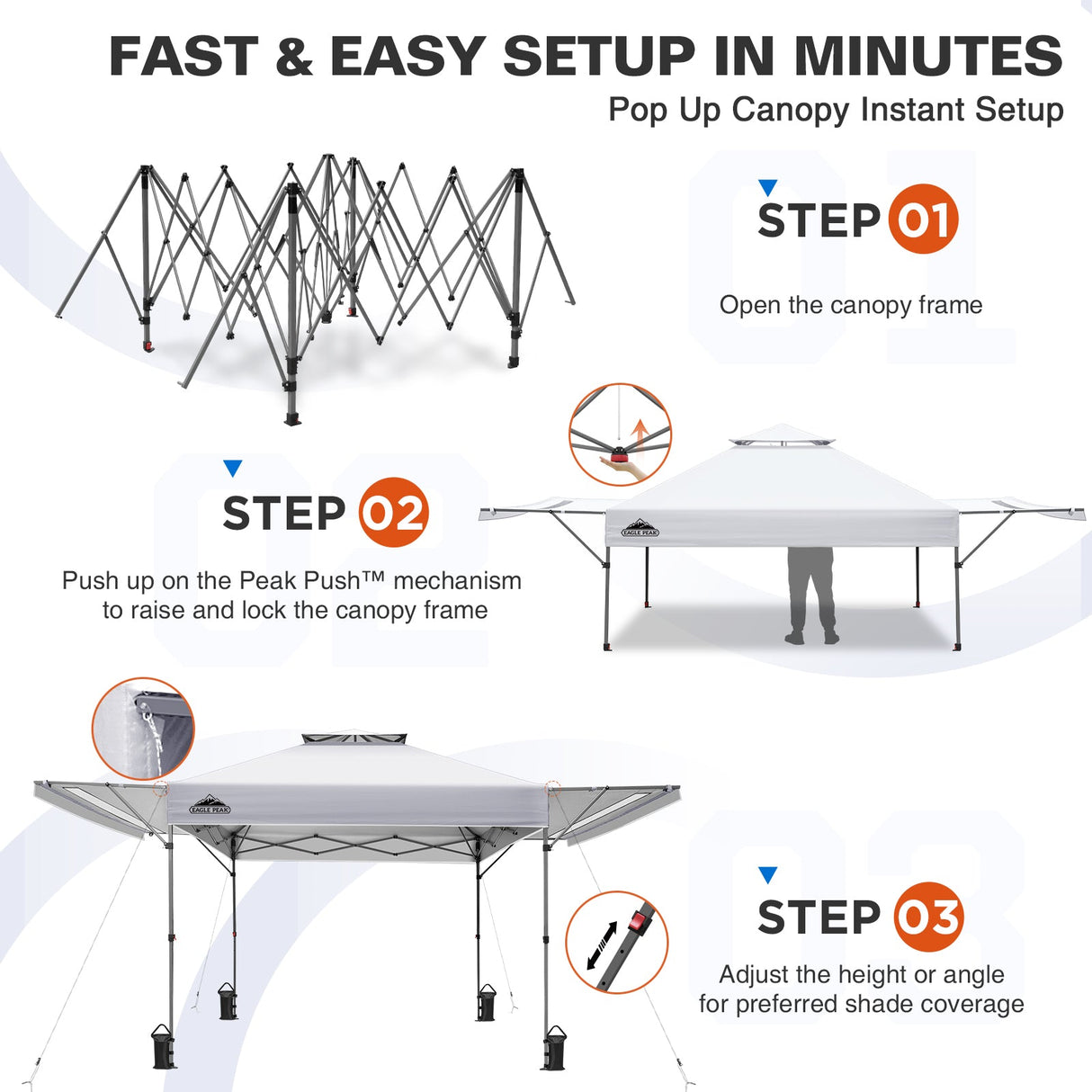 17x10 Pop up Gazebo Canopy Tent Outdoor Instant Canopy Shelter - Eagle Peak