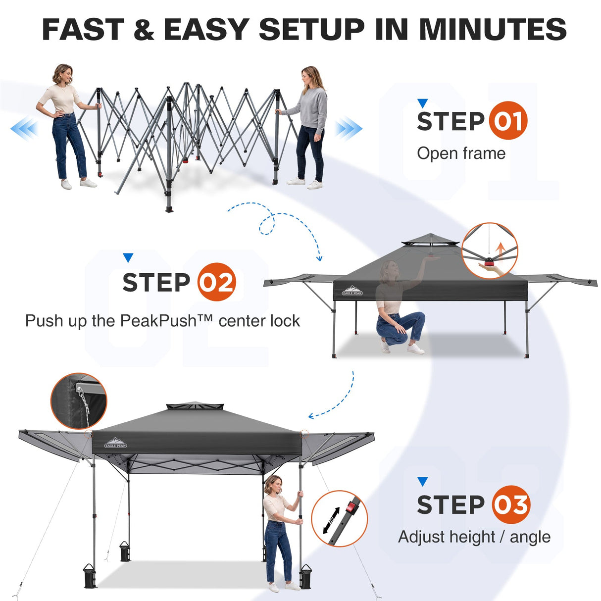 17x10 Pop up Gazebo Canopy Tent Outdoor Instant Canopy Shelter - Eagle Peak®