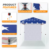 EAGLE PEAK 6.6x6.6 Pop Up Canopy Tent with Removable Sidewall, Wheeled Bag, 8 Stakes and 4 Ropes