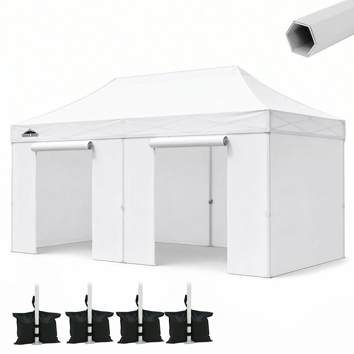 Commercial Heavy Duty 10x15/10x20 Pop Up Canopy, 4 Sidewalls