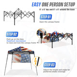 Eagle Peak SHADE GRAPHiX Day Tripper 8x8 Pop Up Canopy Tent with Digital Printed Stars and Stripes Top
