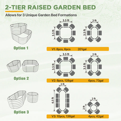EAGLE PEAK 2-Tier Raised Garden Bed Planters, Coated Metal Raised Bed