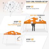 Eagle Peak SHADE GRAPHiX Slant Leg 10x10 Easy Setup Pop Up Canopy Tent with Digital Printed Orange Mushroom Top
