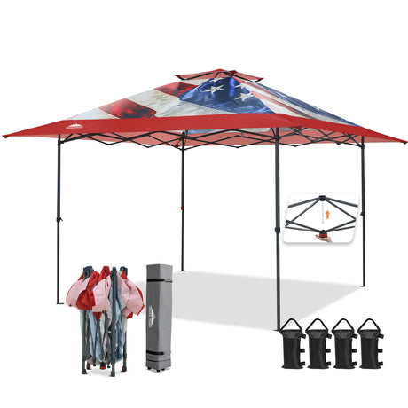 13x13 Pop Up Canopy Tent, Auto Extended Eaves