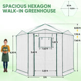 6.6x6.6/8.5x8.5 Easy Setup Pop Up Greenhouse, Hexagon