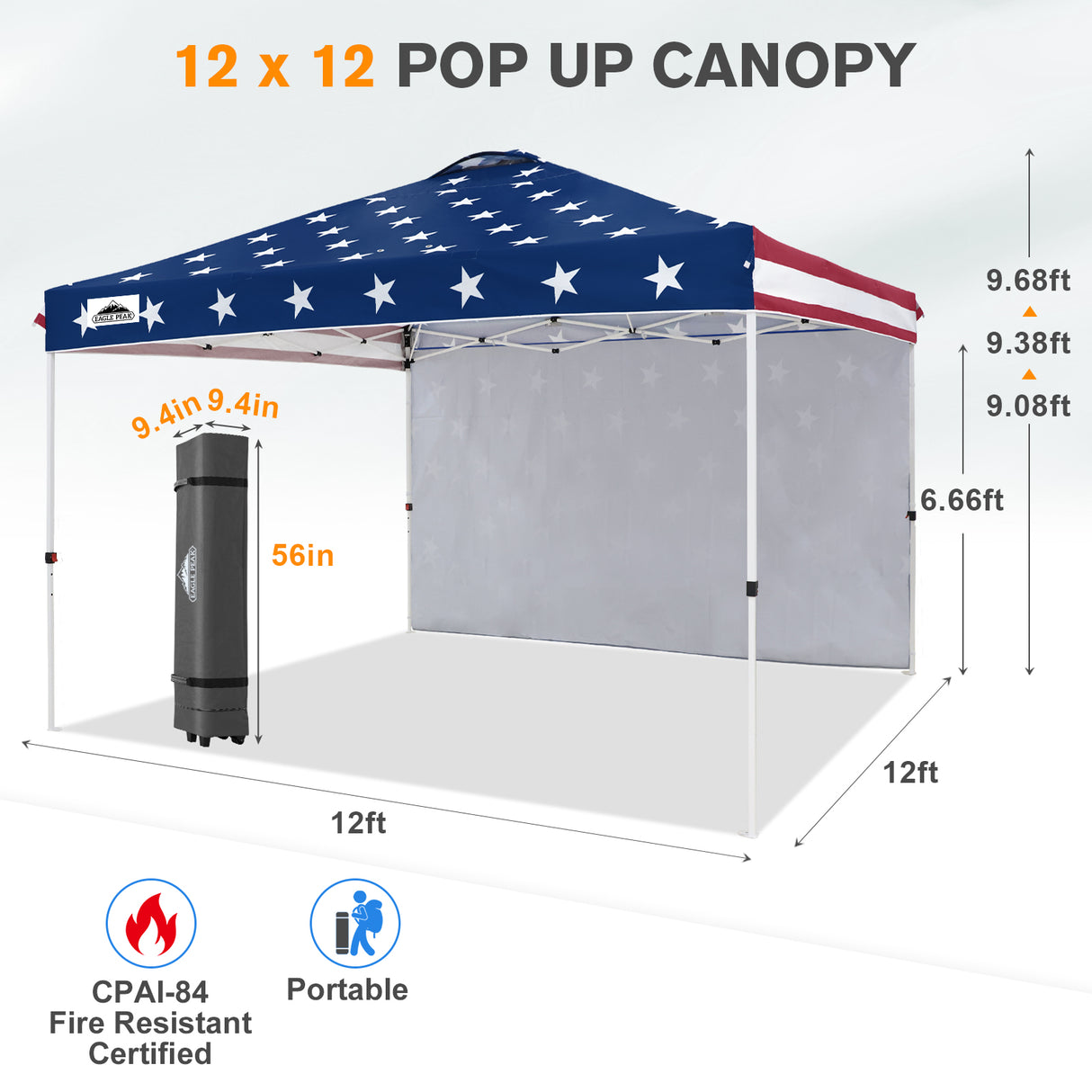 12x12 Pop Up Canopy Tent with 1 Sidewall