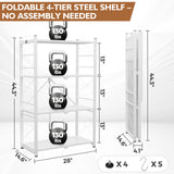 4-Tier Foldable Greenhouse Shelf, 28”x14.6”x44.7”, 520 lbs, 1/2 Pack, Black