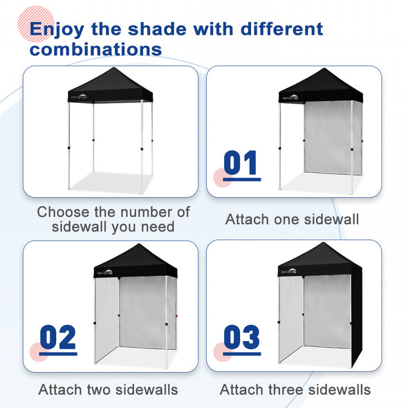 EAGLE PEAK Sunwall / Sidewall for 5x5 ft Straight Leg Canopy only, 1 Sidewall, White / Blue