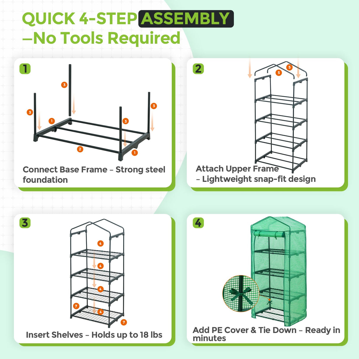 27.2"x19.3"x64.2" Mini Greenhouse with Wire Shelves - Eagle Peak Custom Canopy Tent