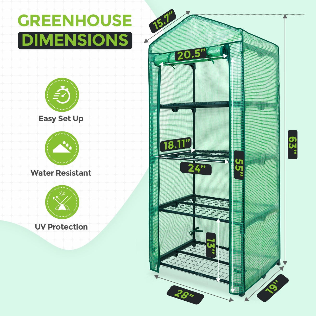 27.2"x19.3"x64.2" Mini Greenhouse with Wire Shelves - Eagle Peak Custom Canopy Tent