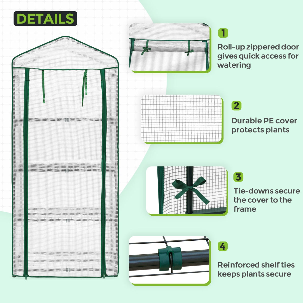 27.2"x19.3"x64.2" Mini Greenhouse with Wire Shelves - Eagle Peak Custom Canopy Tent