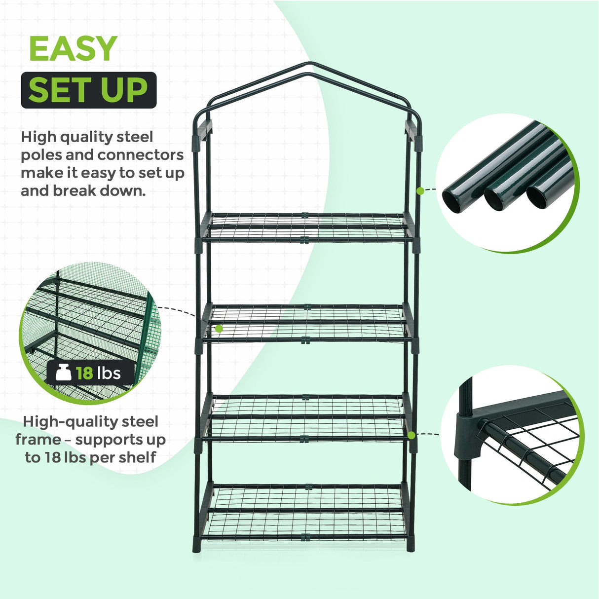 27.2"x19.3"x64.2" Mini Greenhouse with Wire Shelves - Eagle Peak Custom Canopy Tent