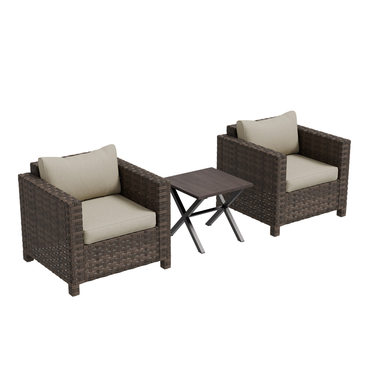 Harbor Haven 3 PCS Wicker Patio Bistro Set, Outdoor Chairs &amp; Side Table