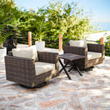 Harbor Haven 3 PCS Wicker Patio Bistro Set, Outdoor Swivel Rocking Chairs &Side Table