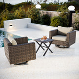Harbor Haven 3 PCS Wicker Patio Bistro Set, Outdoor Swivel Rocking Chairs &Side Table