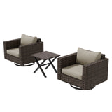 Harbor Haven 3 PCS Wicker Patio Bistro Set, Outdoor Swivel Rocking Chairs &Side Table