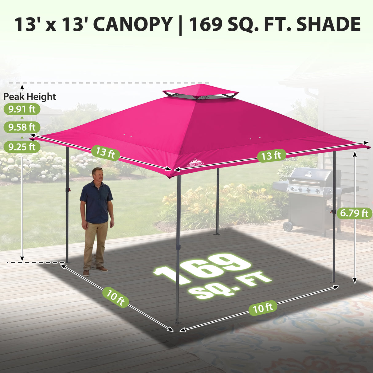13x13 Straight Leg Pop Up Canopy Tent with 169 sqft of Shade