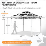 13x13 Straight Leg Pop Up Canopy Tent with 169 sqft of Shade