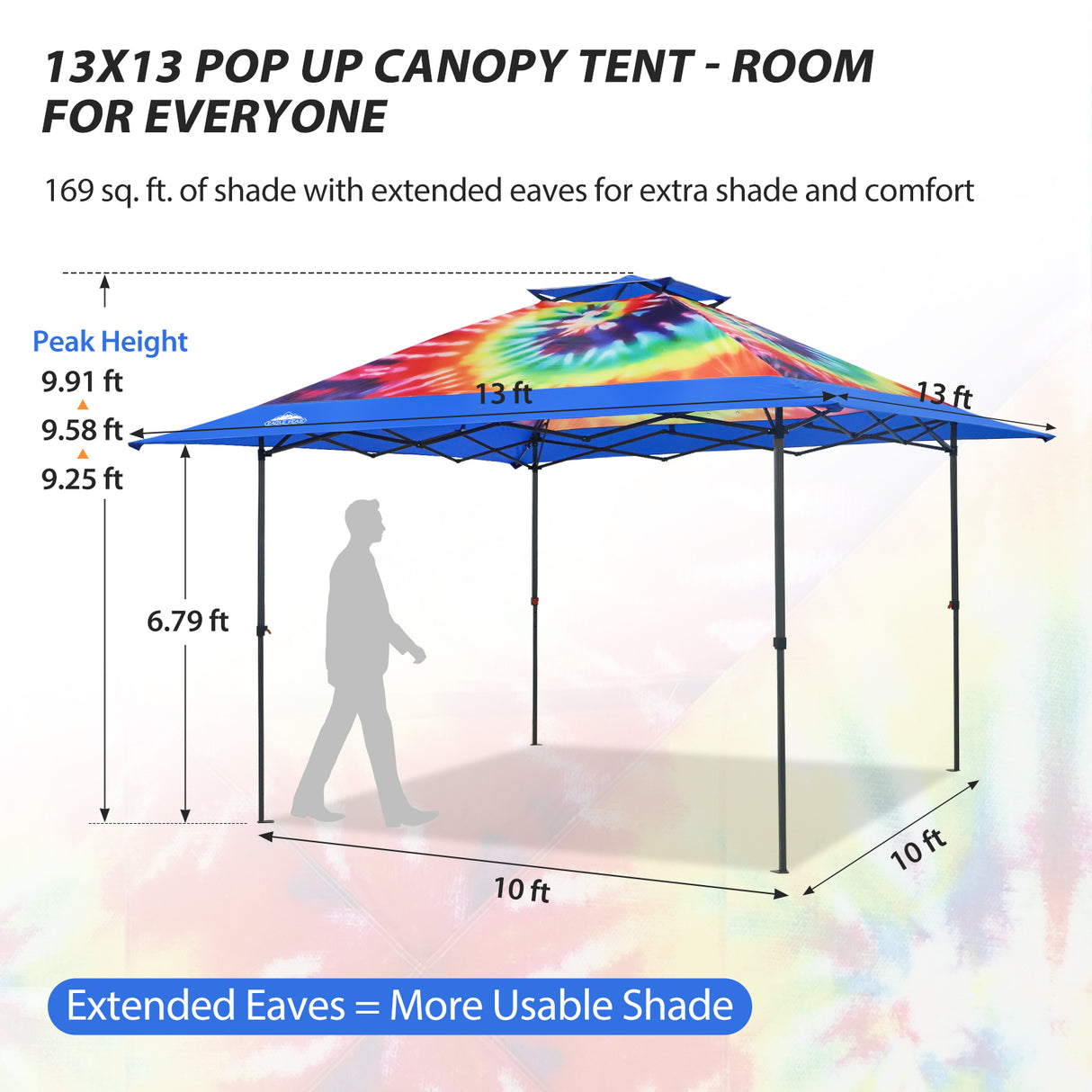 13x13 Straight Leg Pop Up Canopy Tent with 169 sqft of Shade