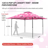 13x13 Straight Leg Pop Up Canopy Tent with 169 sqft of Shade