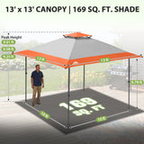 13x13 Straight Leg Pop Up Canopy Tent with 169 sqft of Shade