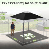 13x13 Straight Leg Pop Up Canopy Tent with 169 sqft of Shade