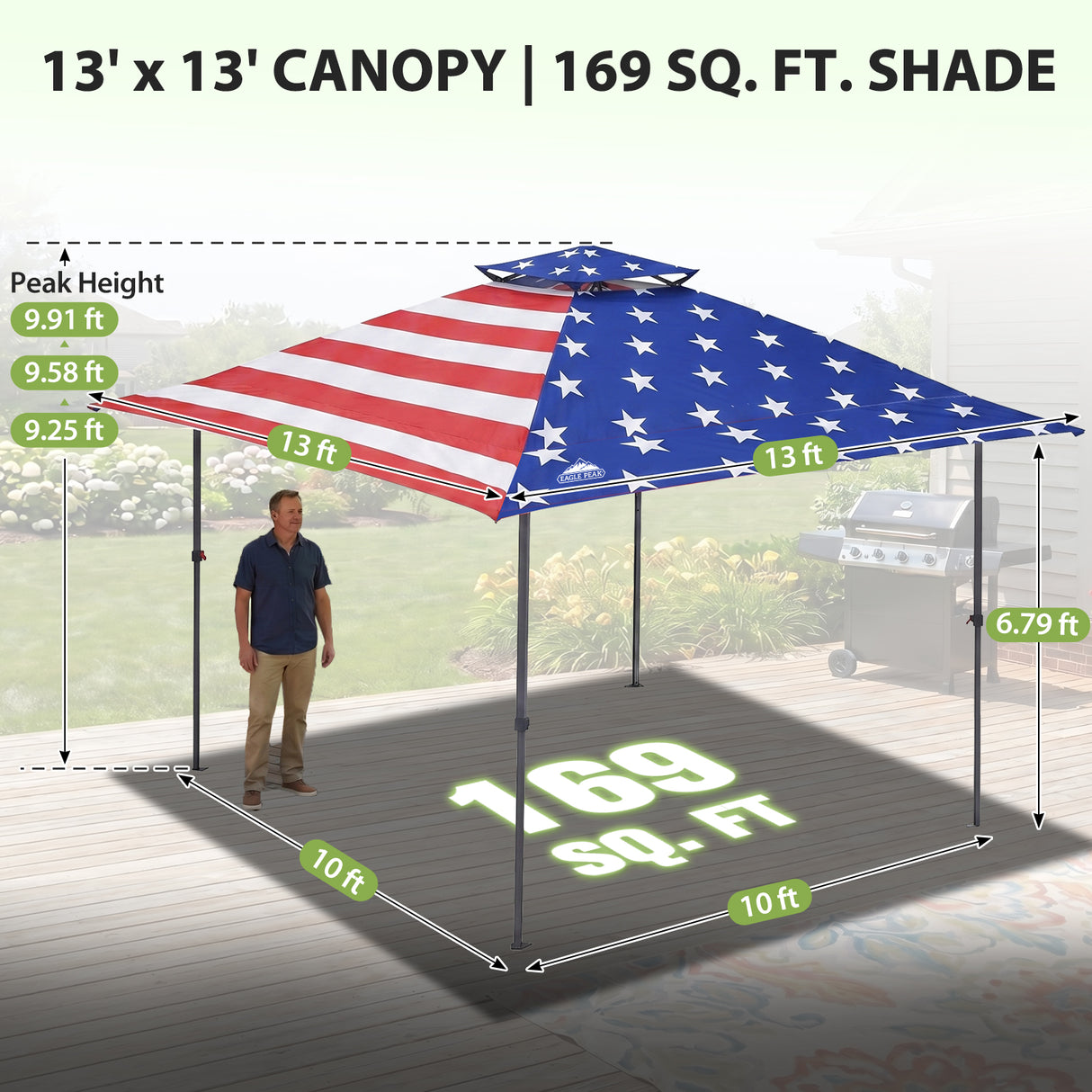 13x13 Straight Leg Pop Up Canopy Tent with 169 sqft of Shade