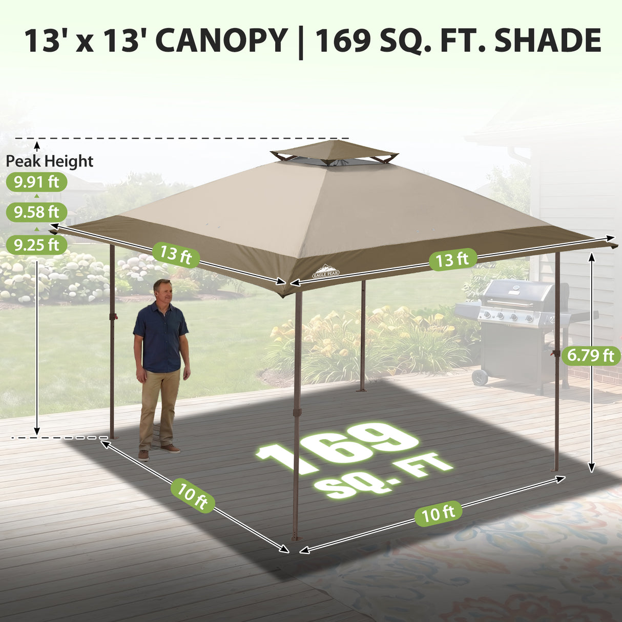 13x13 Straight Leg Pop Up Canopy Tent with 169 sqft of Shade