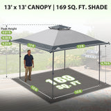 13x13 Straight Leg Pop Up Canopy Tent with 169 sqft of Shade