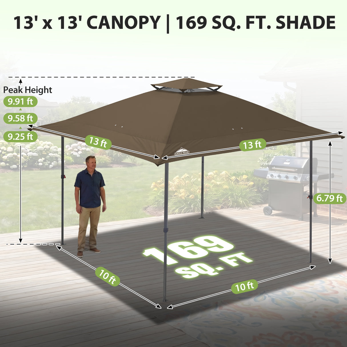 13x13 Straight Leg Pop Up Canopy Tent with 169 sqft of Shade