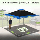 13x13 Straight Leg Pop Up Canopy Tent with 169 sqft of Shade