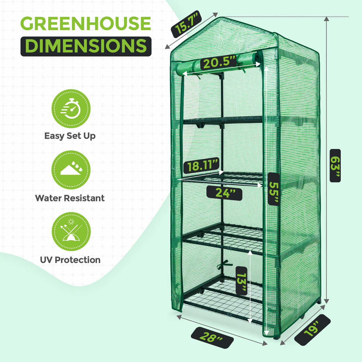 27.2"x19.3"x64.2" Mini Greenhouse with Wire Shelves