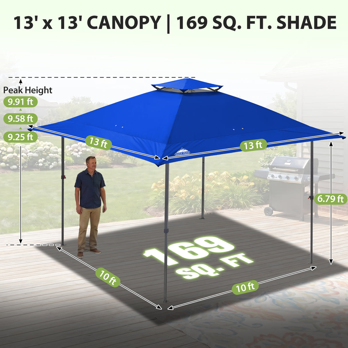 13x13 Straight Leg Pop Up Canopy Tent with 169 sqft of Shade