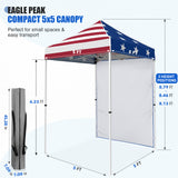 5x5 Straight Leg Pop Up Canopy Tent with One Removable Sunwall