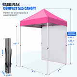 5x5 Straight Leg Pop Up Canopy Tent with One Removable Sunwall