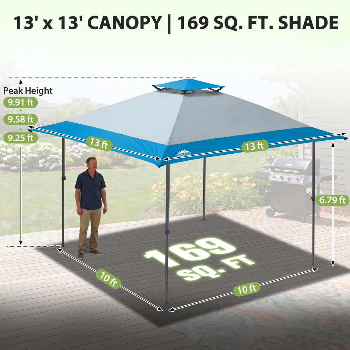 13x13 Straight Leg Pop Up Canopy Tent with 169 sqft of Shade