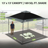 13x13 Straight Leg Pop Up Canopy Tent with 169 sqft of Shade