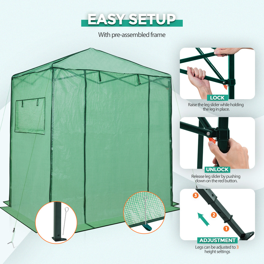 Easy Fast Setup Instant 6x4 Walk-in Indoor/Outdoor Greenhouse