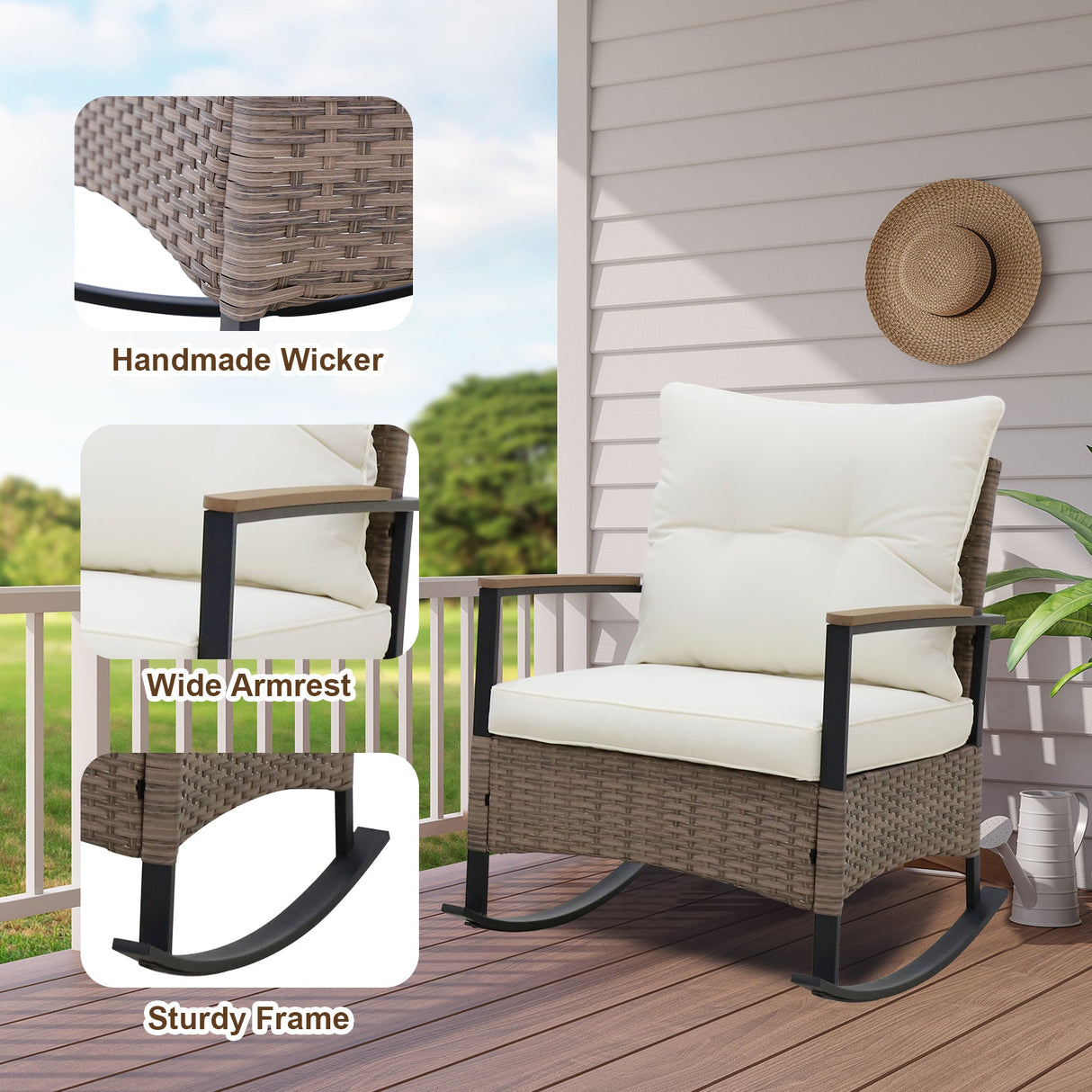 3 PCS Mojave Dusk Outdoor Conversation Set, 2 Rocking Chairs and Side Table - Eagle Peak Custom Canopy Tent