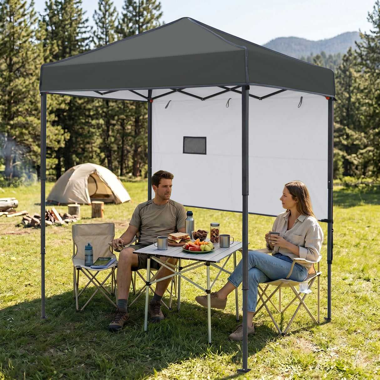 6x4 ft Instant Pop Up Canopy with Adjustable Sun Wall