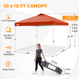 Easy Setup Straight Leg 10x10 Pop Up Canopy Tent w/ 100 sqft of Shade