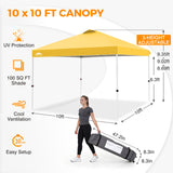 Easy Setup Straight Leg 10x10 Pop Up Canopy Tent w/ 100 sqft of Shade