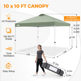 Easy Setup Straight Leg 10x10 Pop Up Canopy Tent w/ 100 sqft of Shade