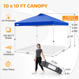 Easy Setup Straight Leg 10x10 Pop Up Canopy Tent w/ 100 sqft of Shade